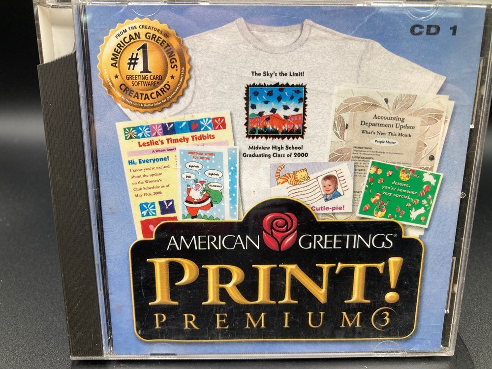 American Greetings Print! Premium 3 Software CD Windows 95 98 NT