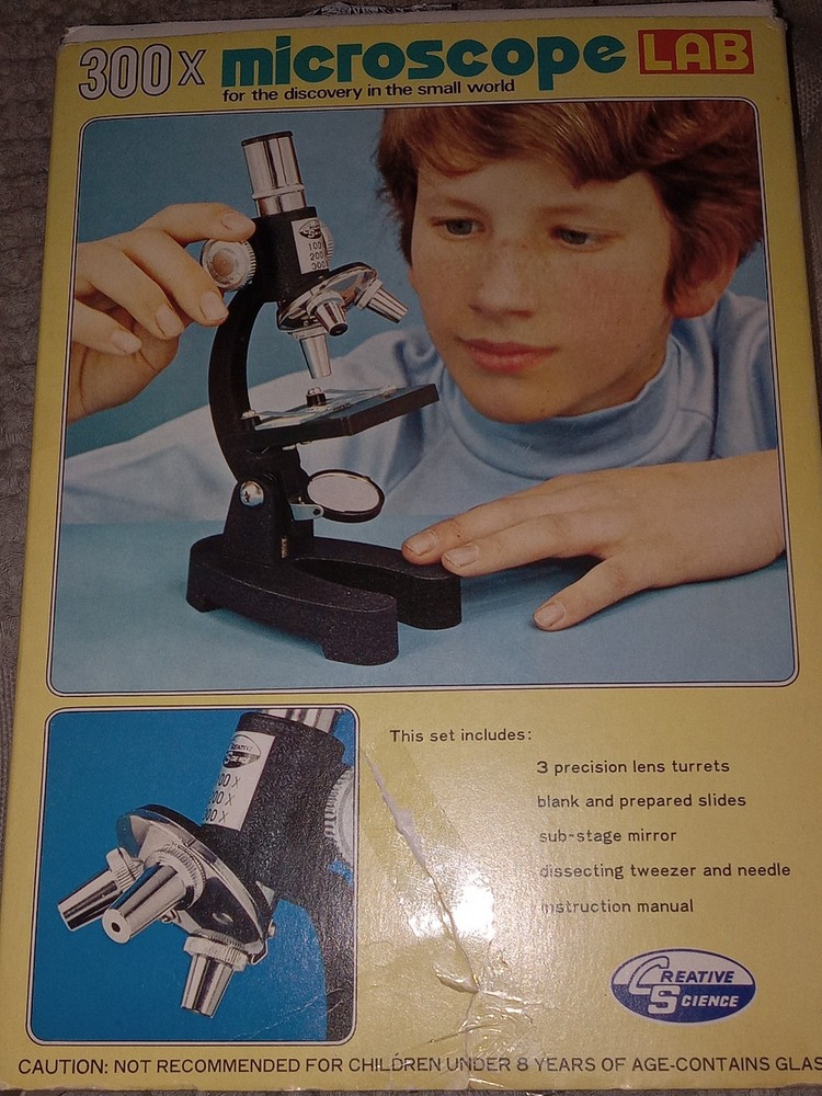 Vintage Creative Science 300 Power Microscope Lab set For Students!