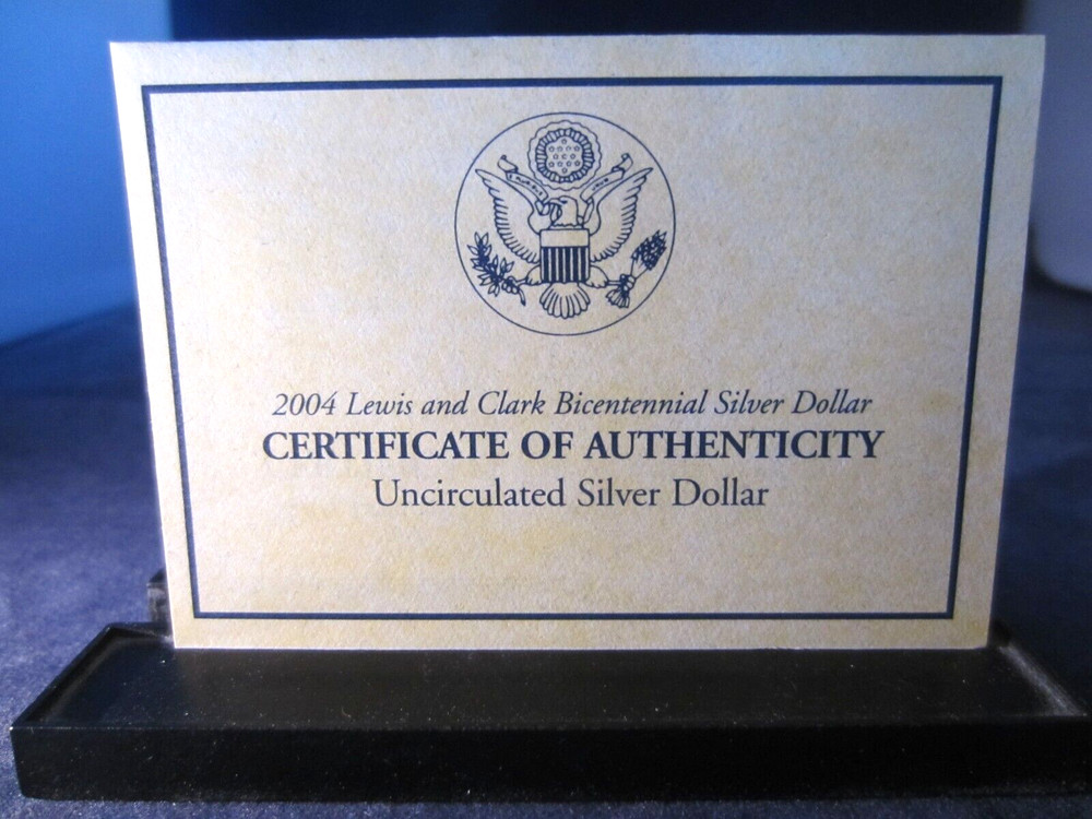 ONE REPLACEMENT BOX & COA 2004-P LEWIS & CLARK Silver Dollar EMPTY box-NO COIN