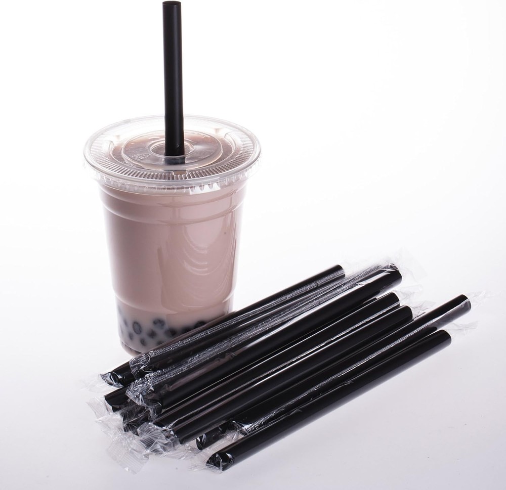 Big Bubble Tea Straws - 100 Pcs Plastic Drinking Straws, 12mm Diameter