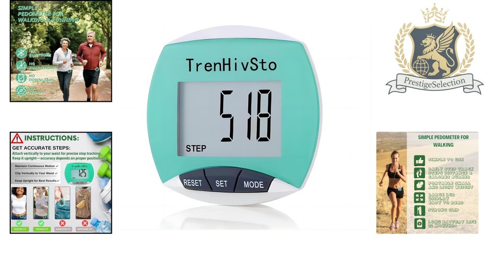Lightweight Pedometer with 12- Battery Life - Step Tracker for All Ages