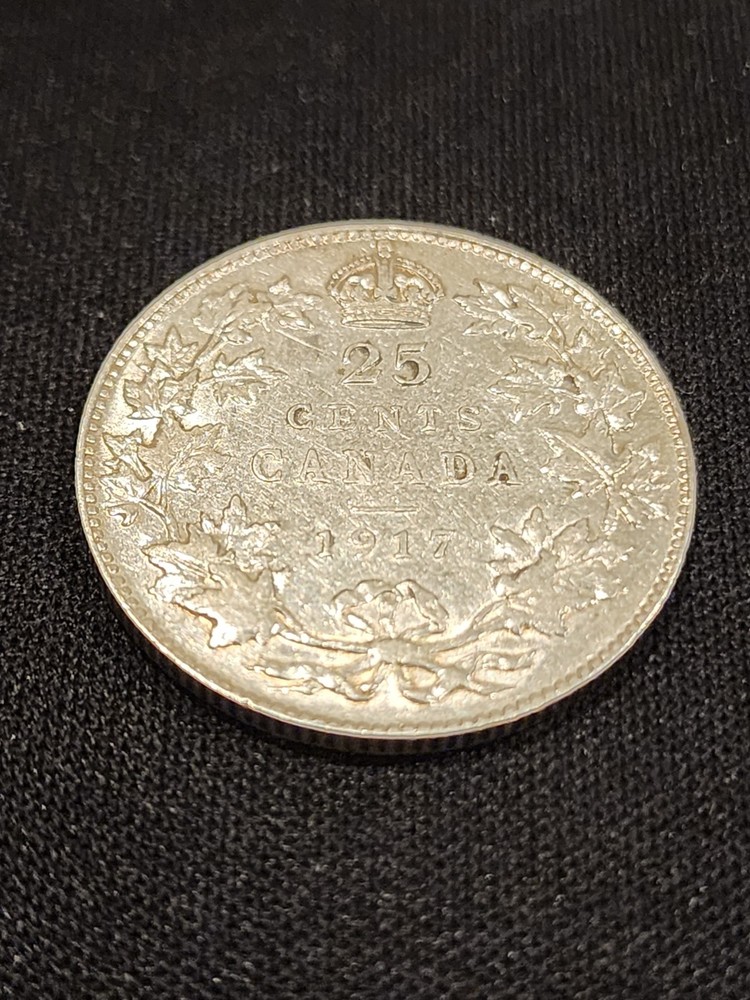 1917 Canada 25 Cents Silver Coin