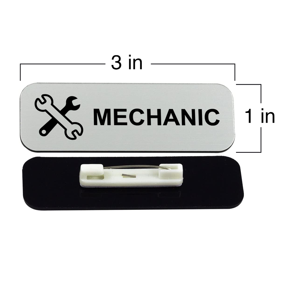 Mechanic 1 x 3" Name Tag/Badge, (3 Pack)