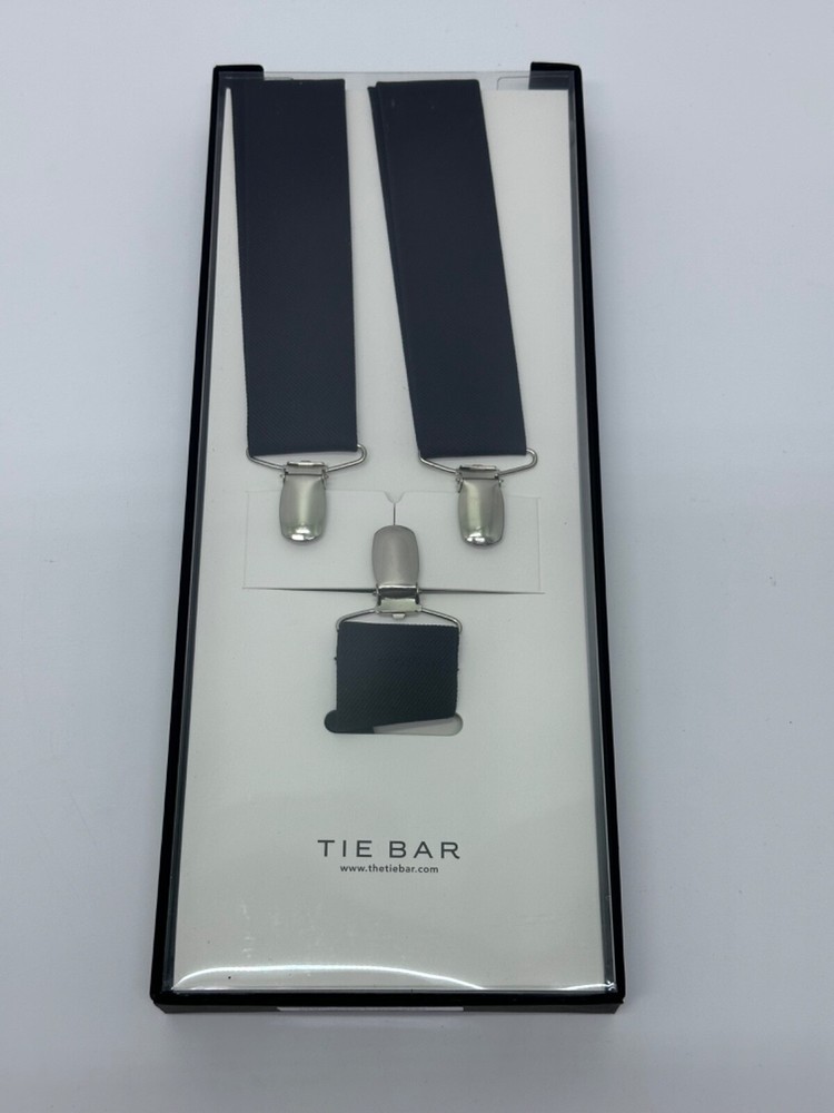 TIE BAR Grosgrain Solid Black Suspender