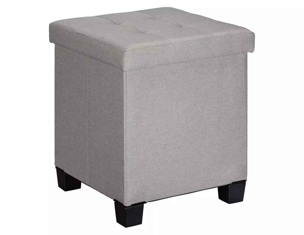 SOHL Storage Ottoman w/ Bin & Reversible Lid, Foldable Cube Seat Hidden Storage