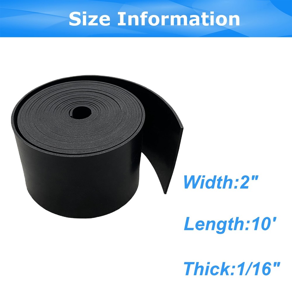 Solid Rubber Sheets,Rolls & Strips 1/16 (.062)" Thick X 2" Wide X 10'Long, So...