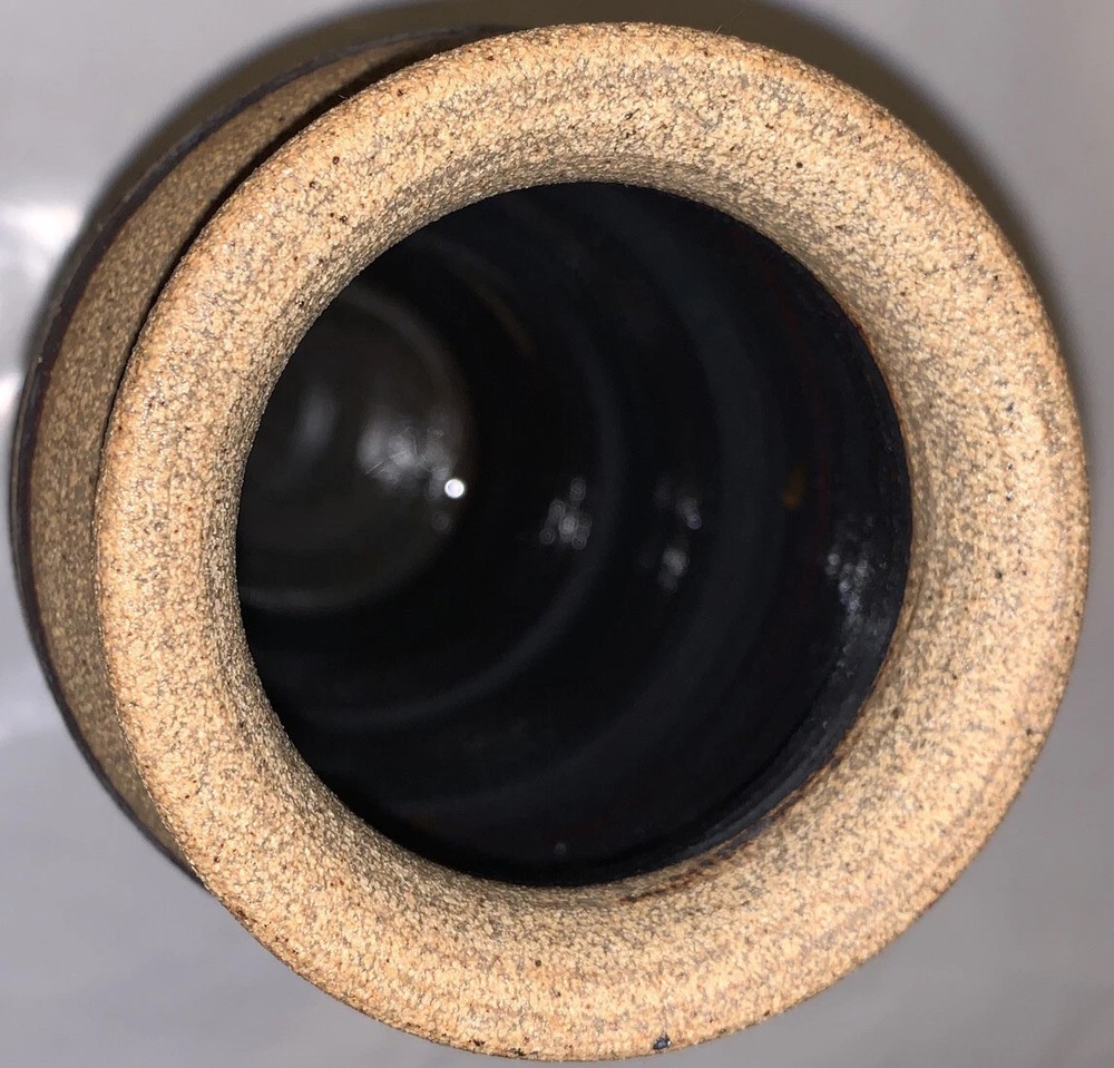 Vintage Handmade Clay Compact Vase (Ethnic Faces Pattern) 7 1/4” Tall