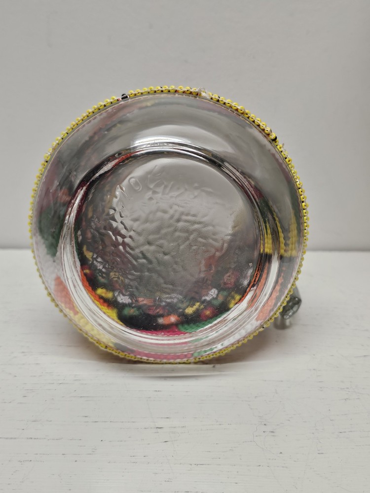Clear Pitcher With Colorful Multicolored Bead Work