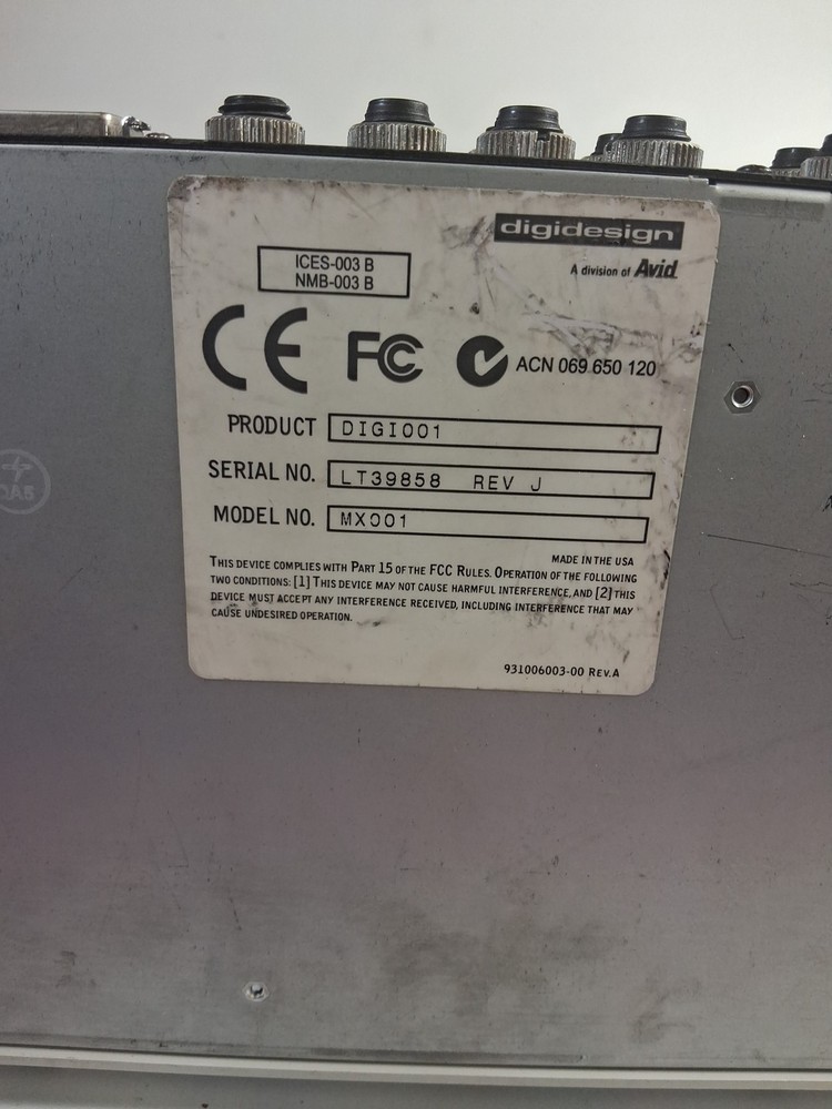 Digidesign Digi 001 MX-001 Recording Interface ~ Rack-Mountable UNTESTED !!!!!!