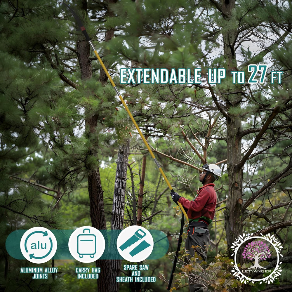 Pole Saws for Tree Trimming, 7.3-27 Ft Extendable Tree Trimmers Long Handle Prun