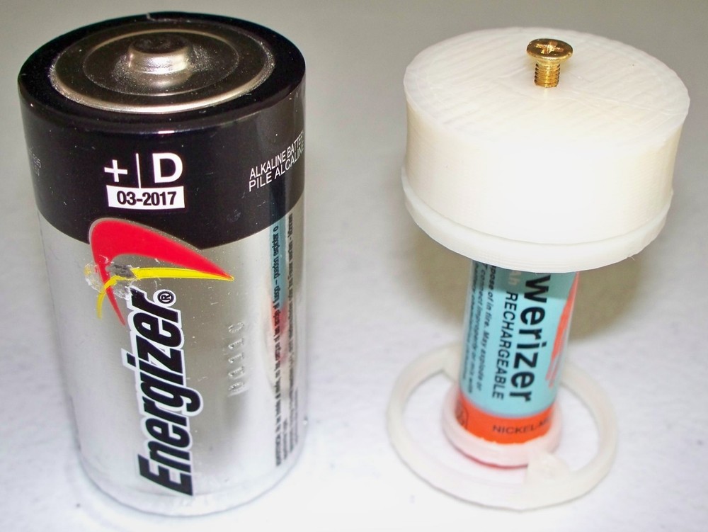 2pcs iSmartHome 3D Printed AA to Size D Ring Style Battery Adapters, Intro Spec
