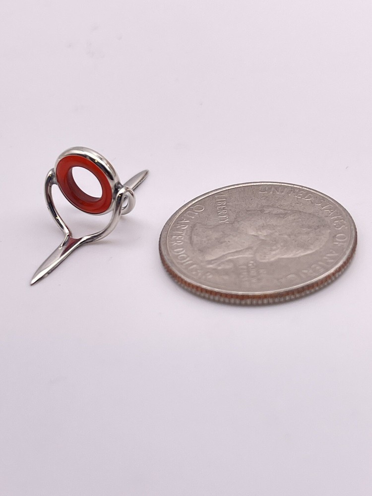 9mm Red Agate Fly Rod Stripping Guide / Bright Nickel Silver Frame