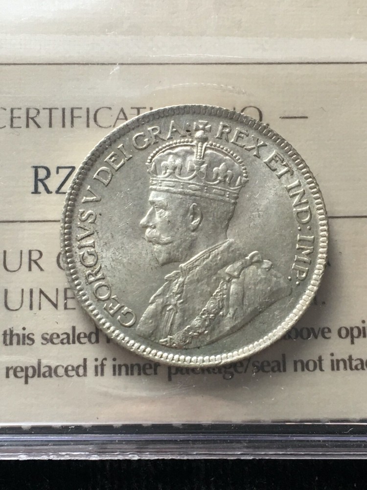 1917c ICCS Graded Newfoundland ¢25 Cent **MS-60**