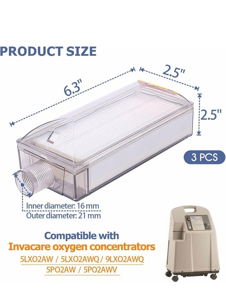 Oxygen Concentrator Intake Filter For with INVACARE O2 Generator Machine 3 Pack