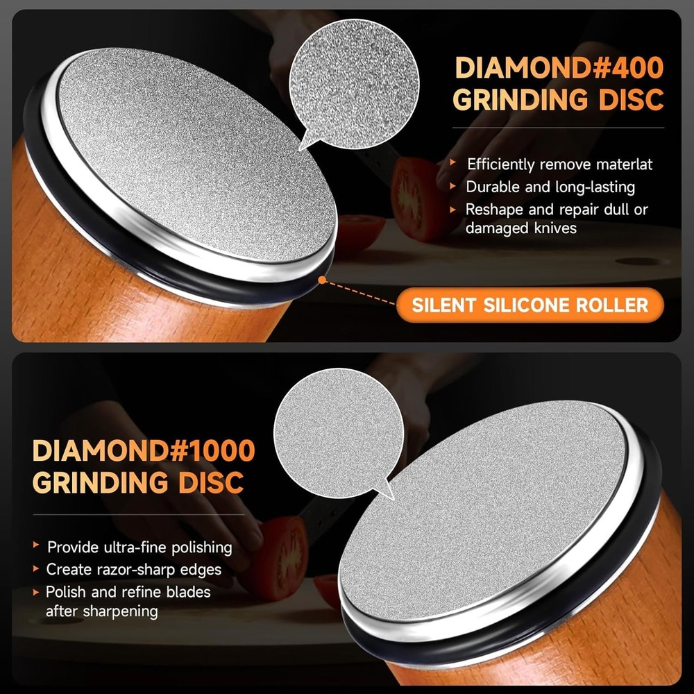 Diamond Rolling Sharpening Sharpener Knife Tool 4 Adjustable Angle Magnetic Base