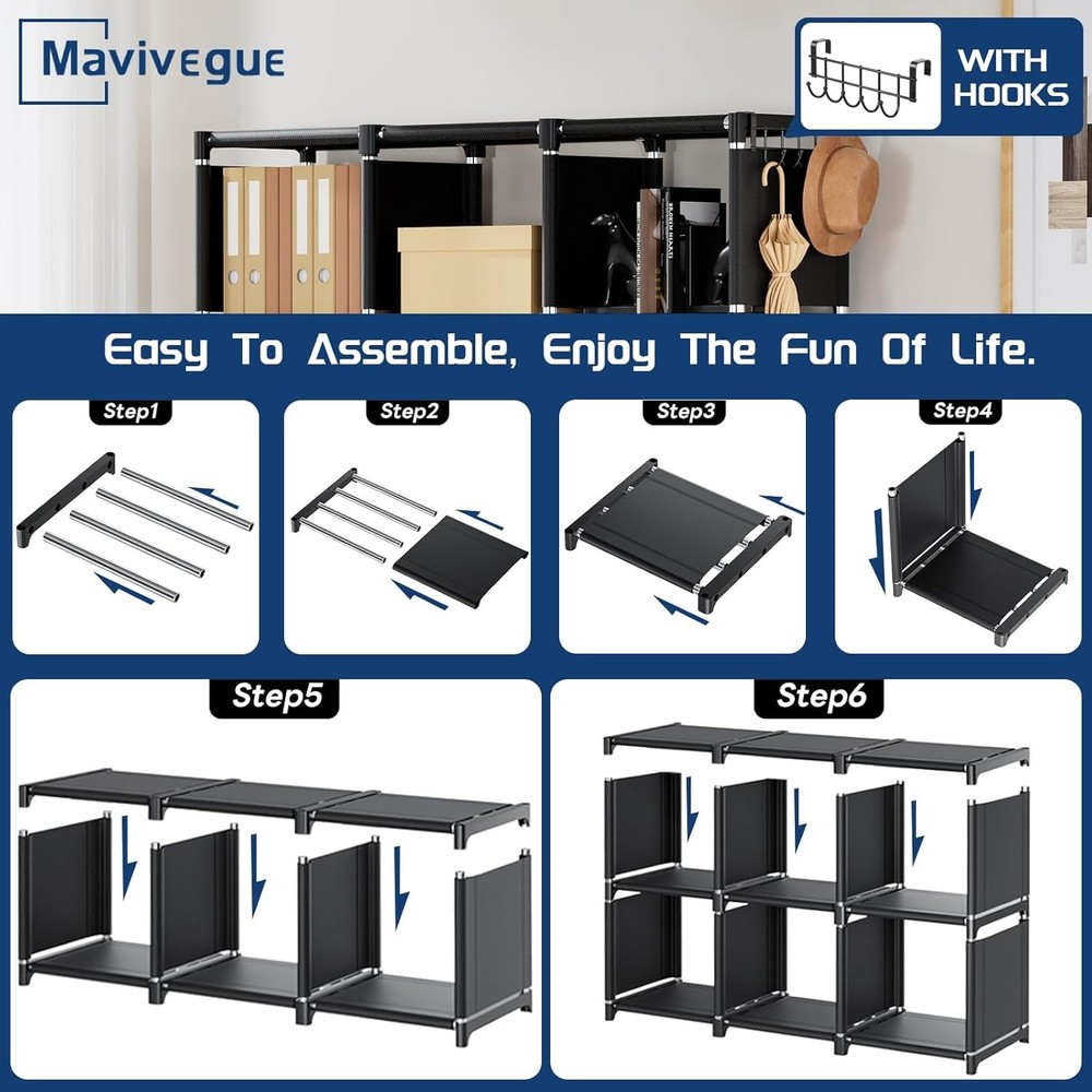 Mavivegue Bookcase 18-Cube Extra Large Book Shelf DIY Cube Storage Organizer-