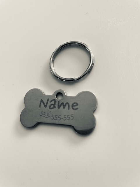 dog bone shaped personalized dog tags engraved