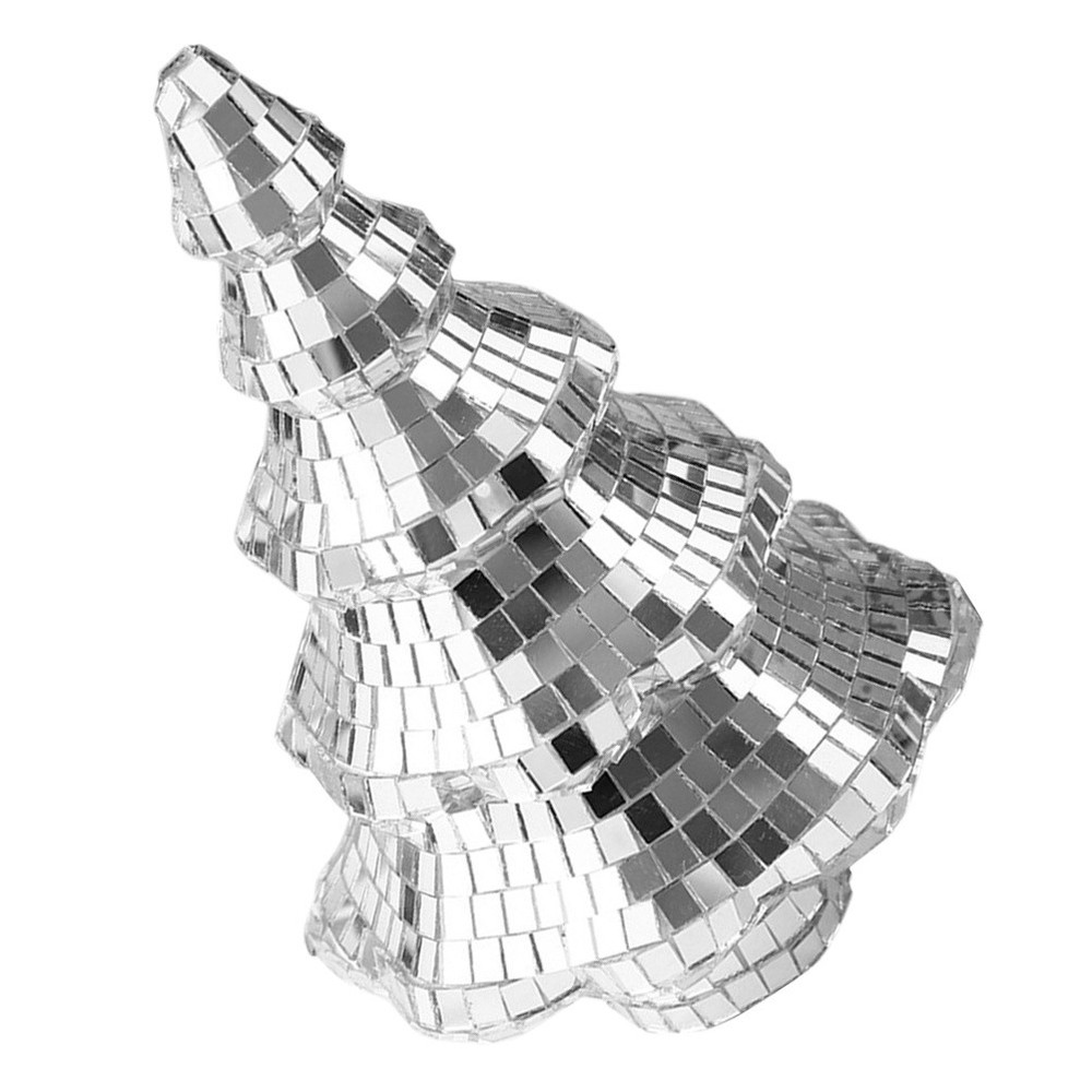 Artificial Christmas Tree Silver Tabletop Mini Disco Balls Ornaments