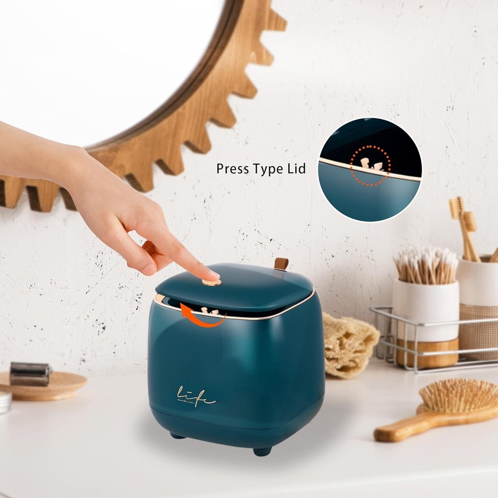 Mini Desktop Trash Can Desktop Waste Bin with Press Type Lid Wastebasket Rubbish