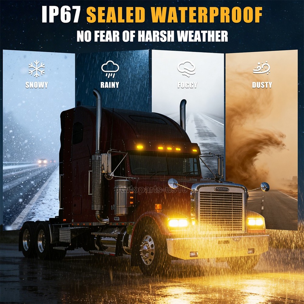 5PCS Amber LED Cab Roof Marker Lights for Freightliner 564.46072 22-51942-000