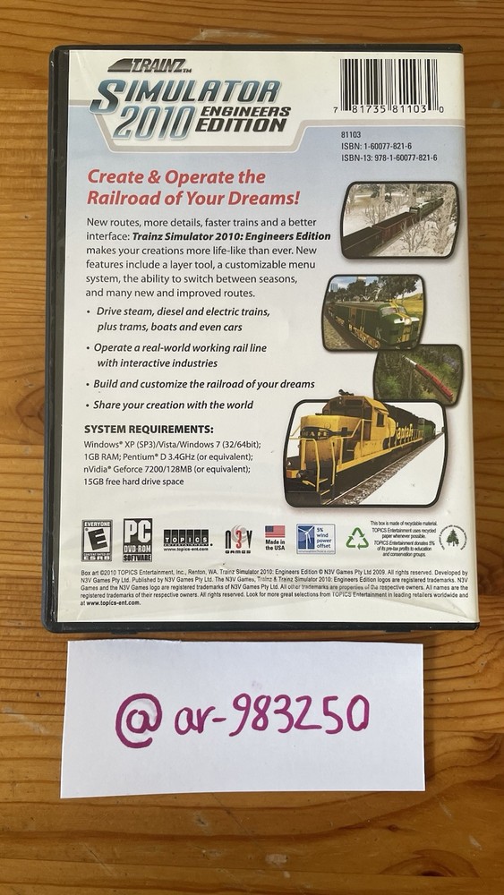 Trainz Simulator 2010 (Engineers Edition) (PC, 2010) DVD-ROM software tropics