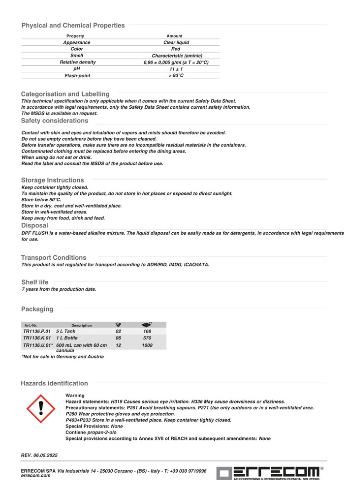 ERRECOM - DPF Cleaner Flush (US quart)