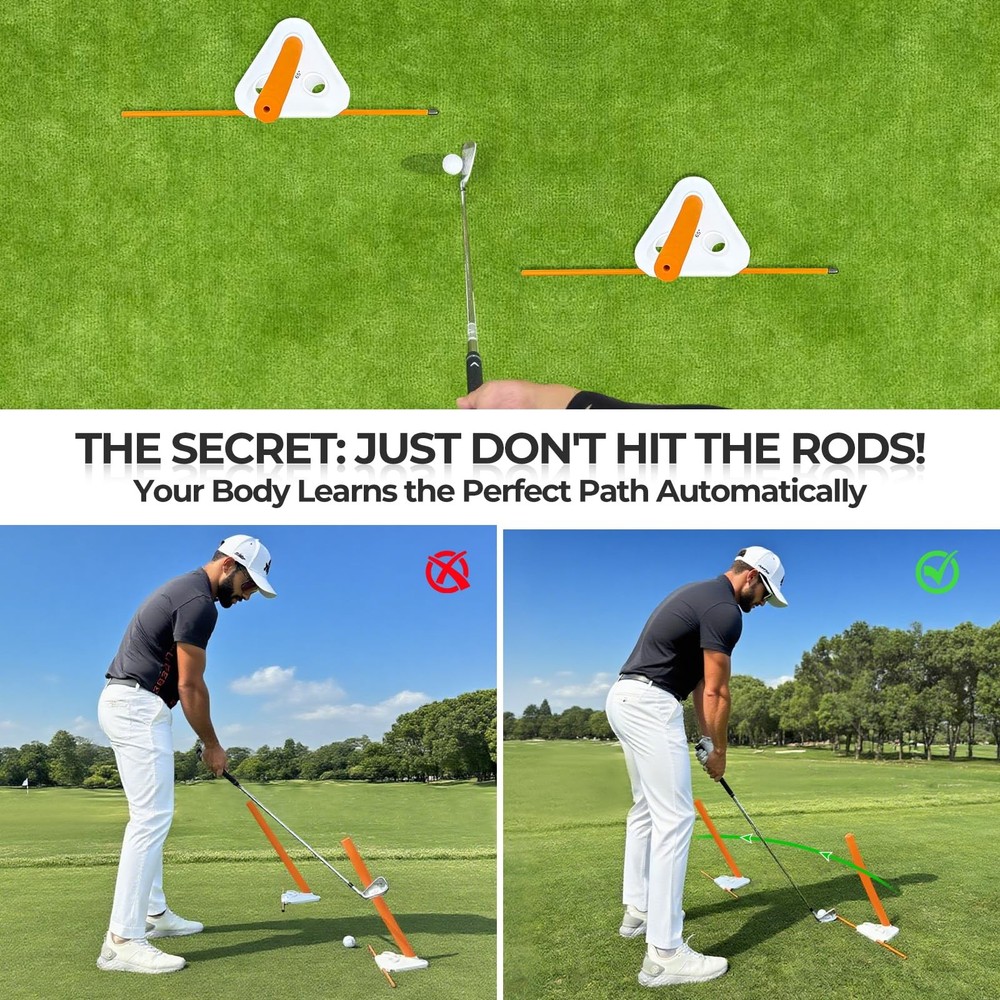 Golf Swing Training Aid - Alignment Discs & Rods | Corrects Setup, Posture, S...