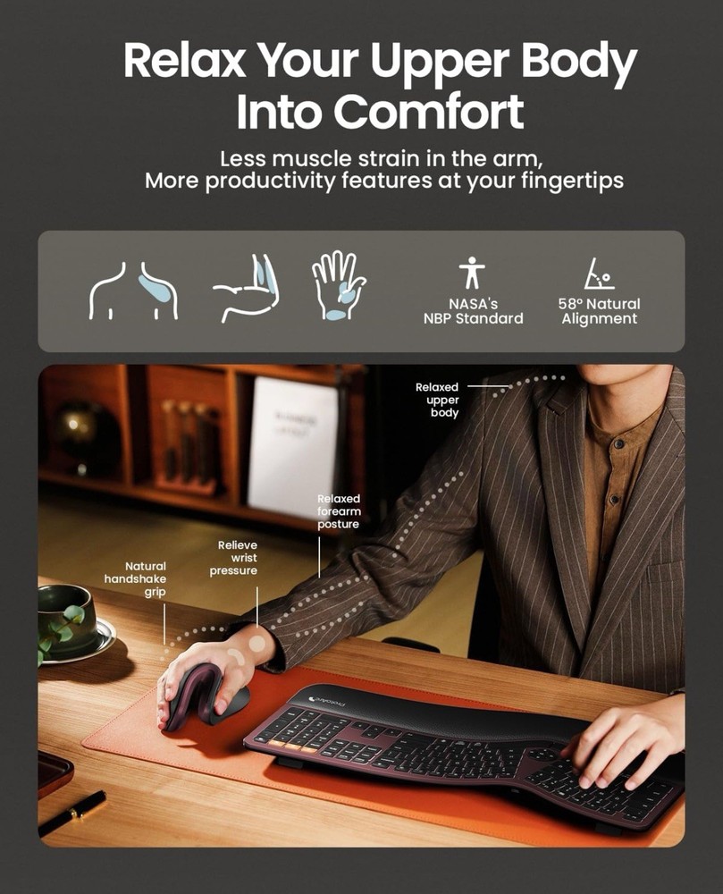 ProtoArc Ergonomic Vertical Mouse, EM11 NL Bluetooth Mouse Wireless