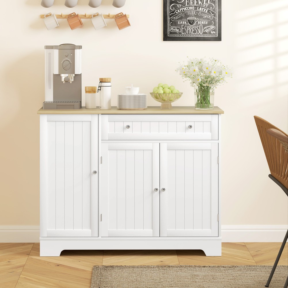 41" Sideboard Buffet Cabinet with Storage Drawer, Adjustable Shelf, White