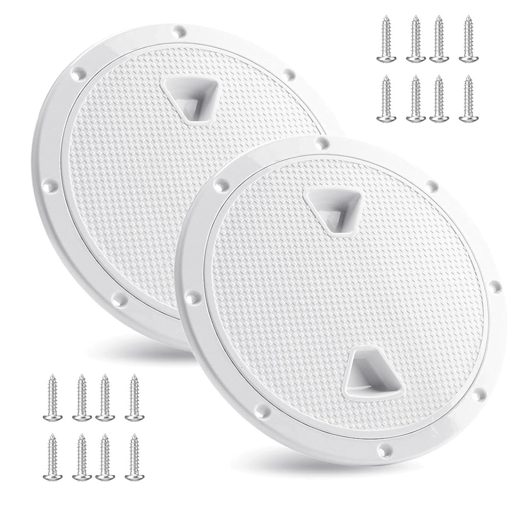 2X  Marine 8'' Inch Screw Out White Plastic Round Deck Plate Inspection Hatch