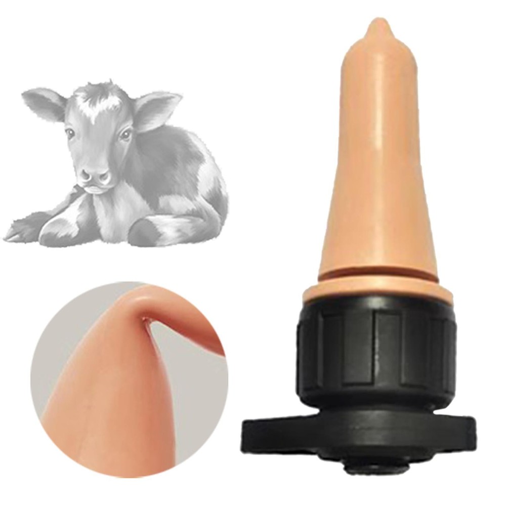 Calf Nipple Pacifier Nursing Peach Teat Replacement Soft Rubber with Base Pull