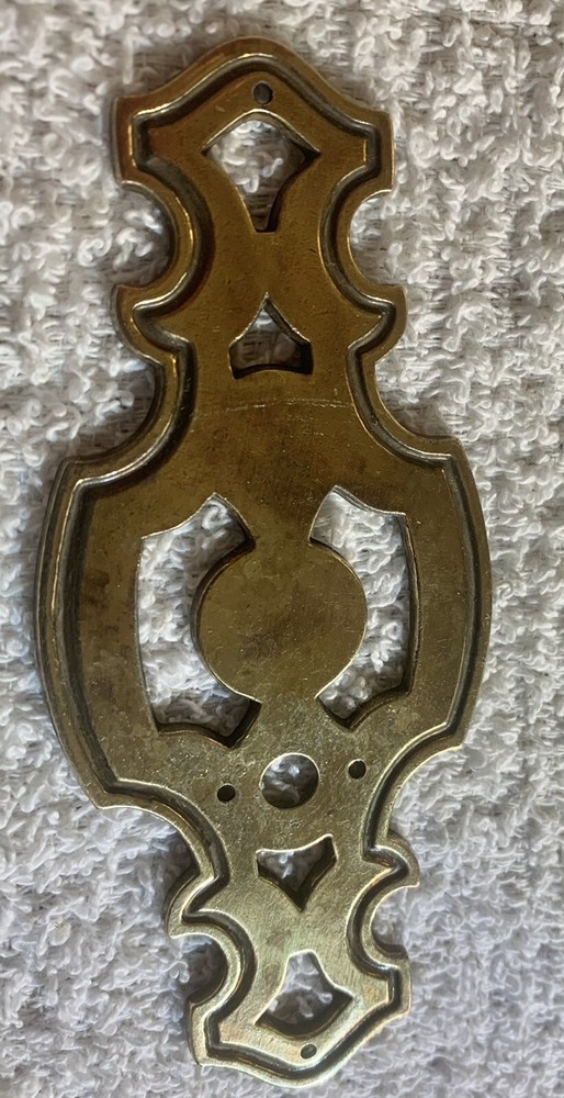 Brass Mid Century Modern French Provincial Cabinet Drop Ring Drawer Pull Handle