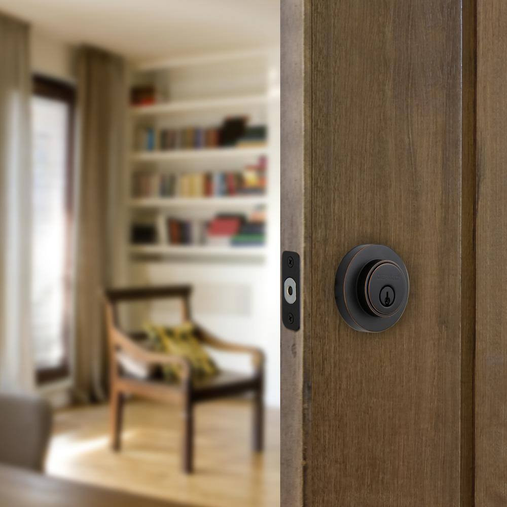 Bronze round Single Cylinder Deadbolt Contemporary Aged