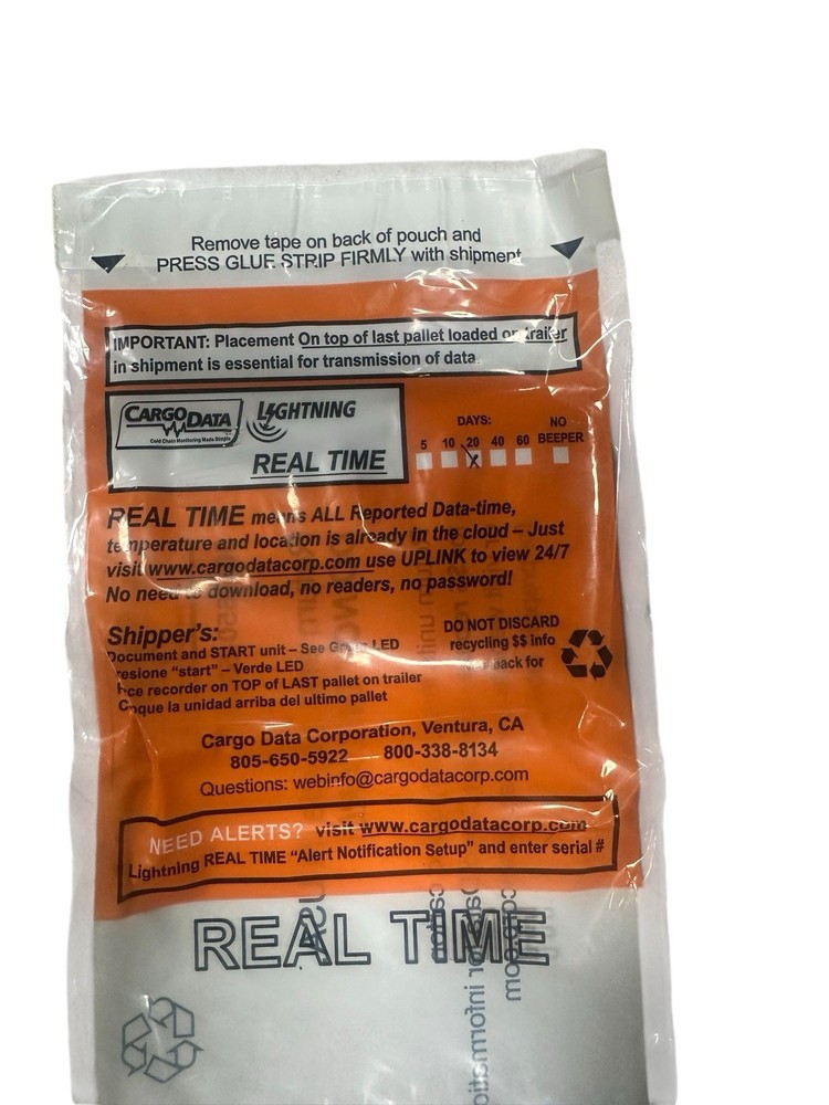 Cargo Data Lightning Real Time Temperature Sensor Device 20 Days FreeShip