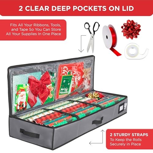 HOLDN’ STORAGE Premium Wrapping Paper Storage Container - Durable 600D Gray