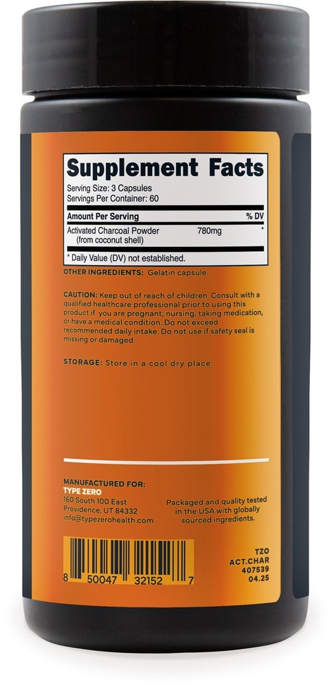 Zero Activated (180 Count) - 60 Servings, 780mg Per Serving, from Coconut She...