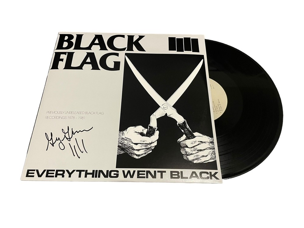 GREG GINN BLACK FLAG SIGNED AUTOGRAPH EVERYTHING WENT BLACK VINYL PROOF BECKETT