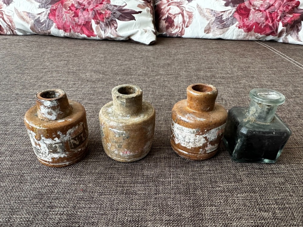 WWI Ceramic ink jars 4 pieces