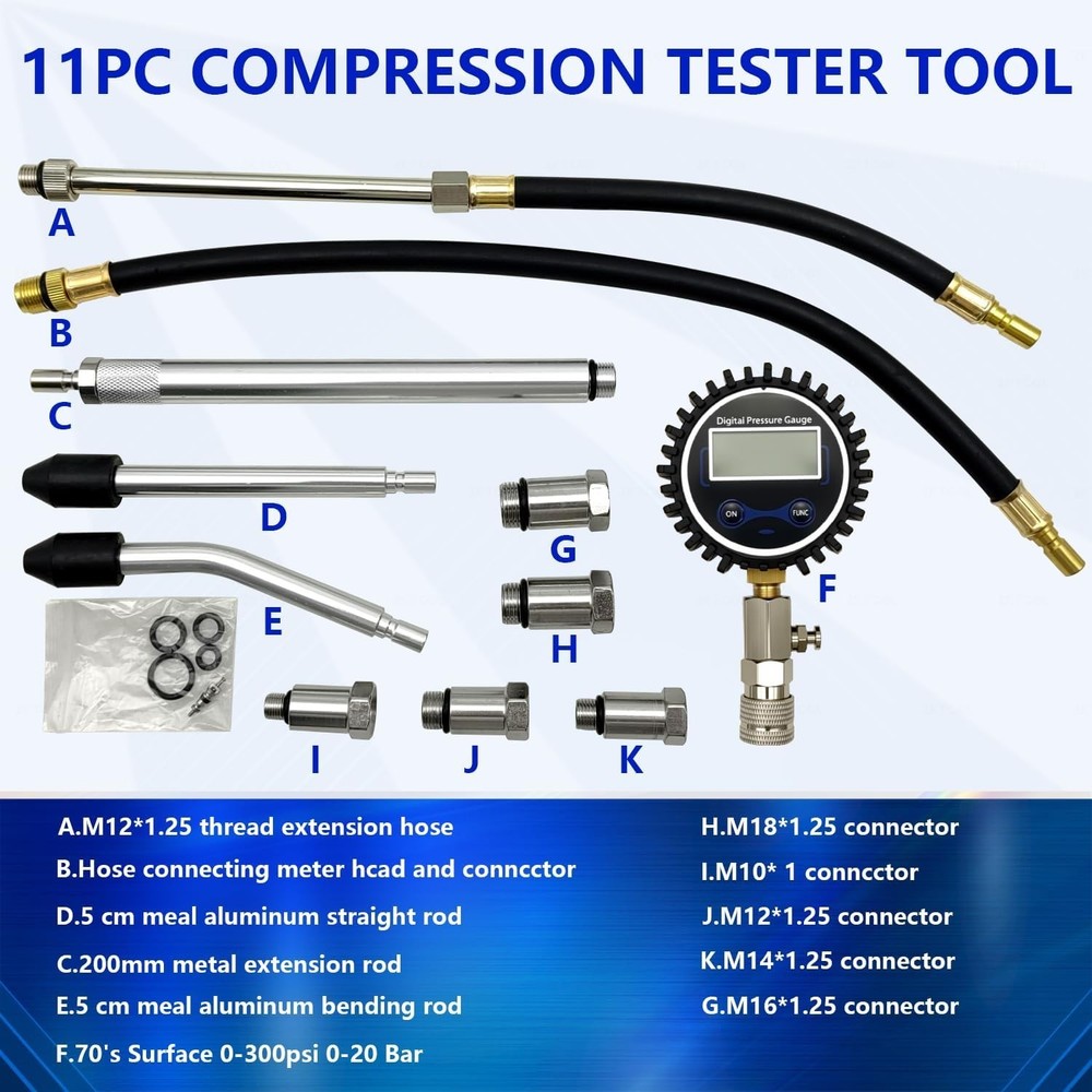 Digital Compression Tester 250 PSI - Precise Gauge for Gasoline Engines