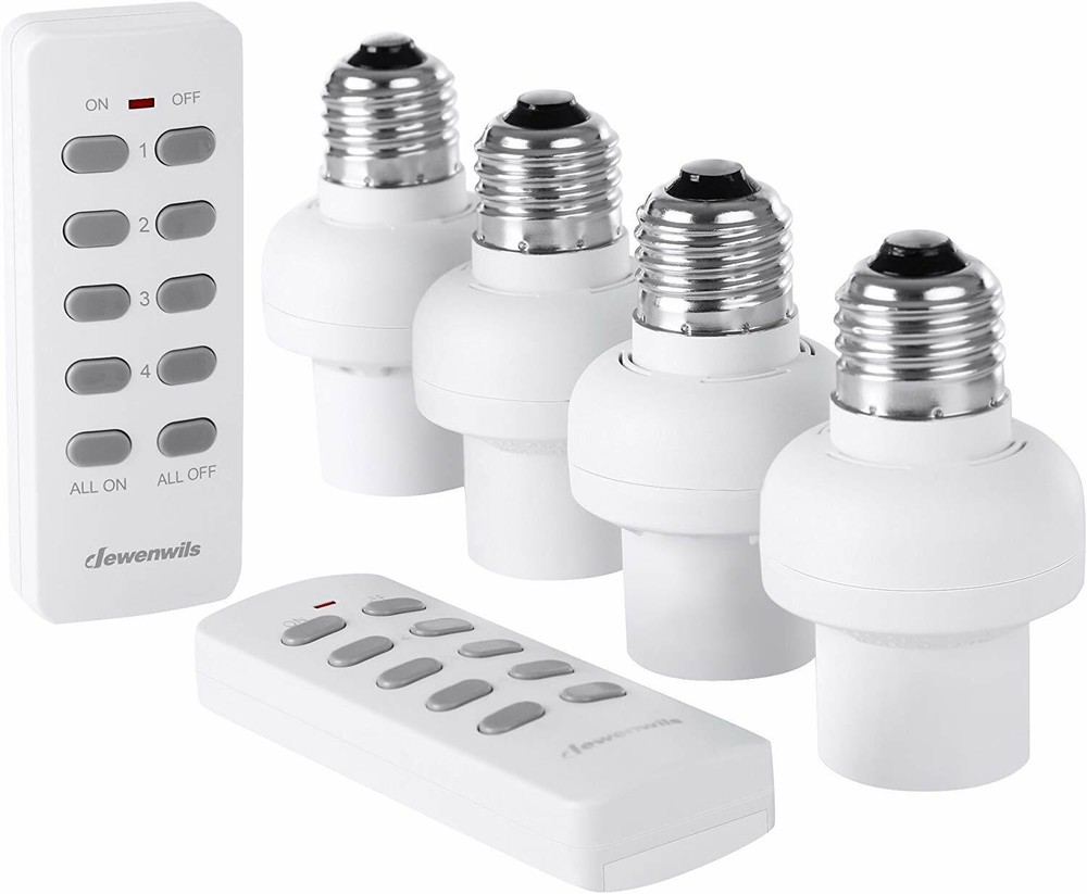 DEWENWILS Remote Control Light Lamp Socket Programmable, 4 Sockets 2 Remotes
