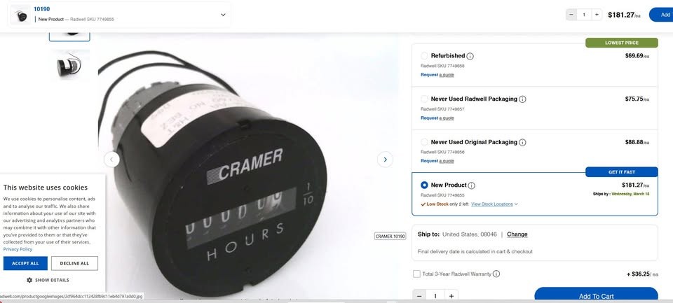 Cramer hours meter