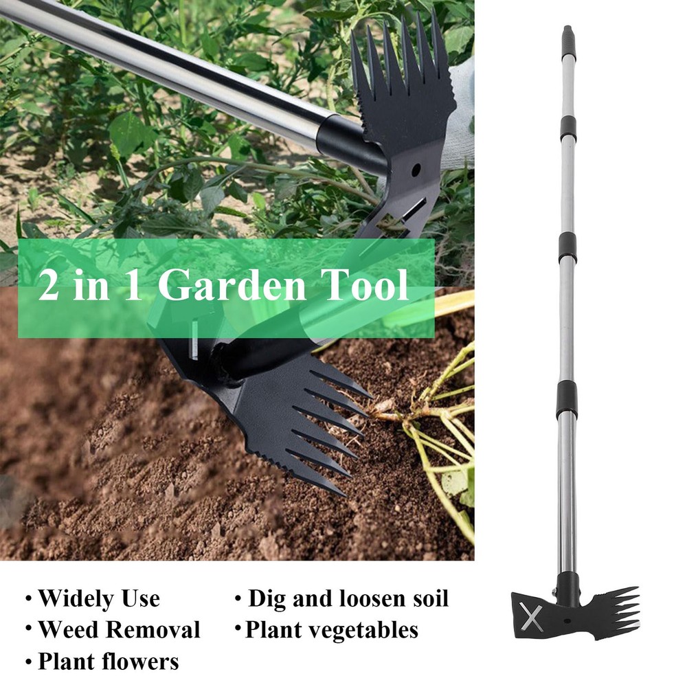 Weeder Puller Long Handle Weed Tool Hand Weed Rake Garden Hoe Weeding for Yard
