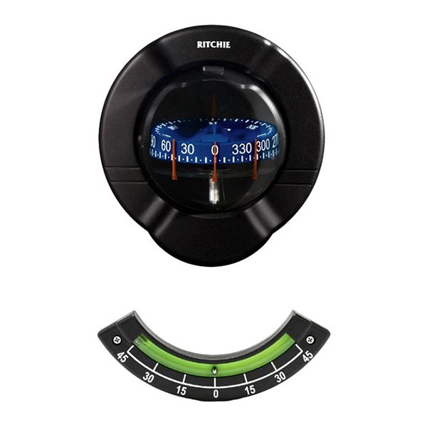 Ritchie SR2 Venture Black Bulkhead Mount Compass w Clinometer