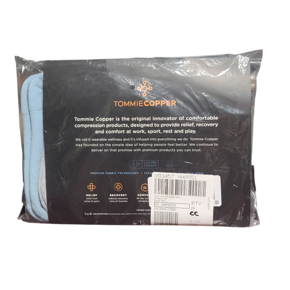 Tommie Copper Blue Dot 6Pk Snugstay Ankle compression Socks - Medium