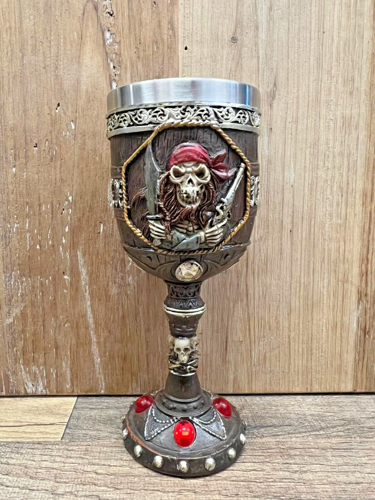 Goblet Pirate Tabletop Resin/Metal  7" x 3"