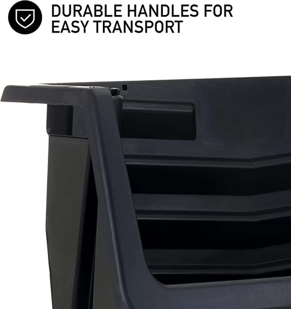 Heavy Duty Nesting Plastic Stack Bin, Black