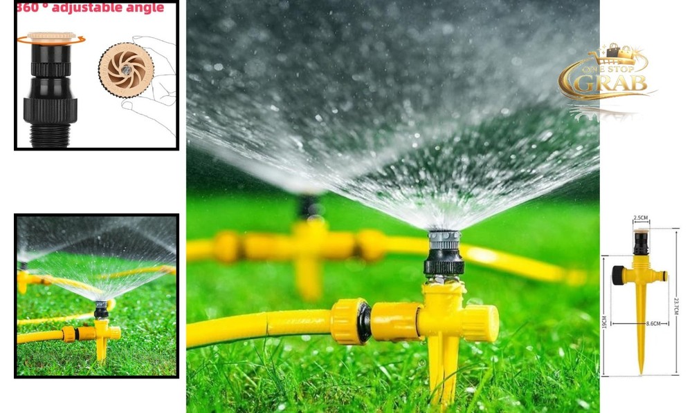 2 Pack Lawn Sprinklers Rotating Yard Water Sprinklers Adjustable Coverage