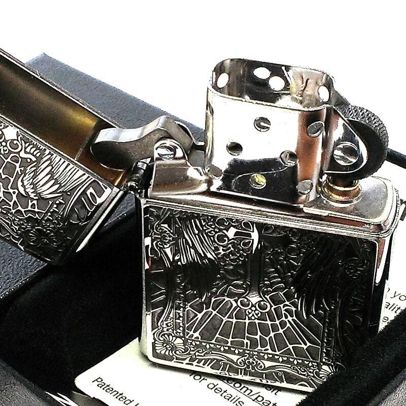 Zippo Oil Lighter Angel Cross Silver 2 Sided Processing Regular Case Japan