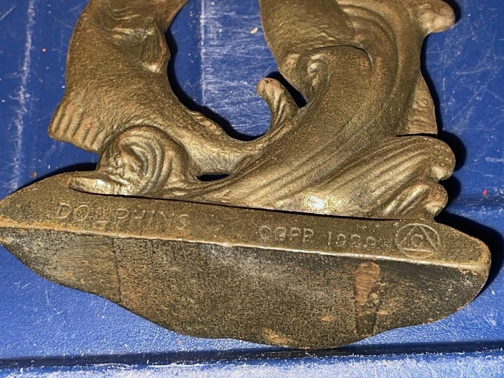 Cast Iron Bronze Colored Dolphins Bookend