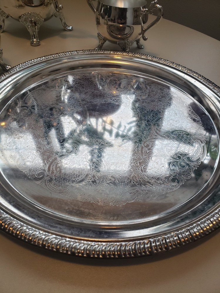 Vintage Silver Plate Tea Set with Tray